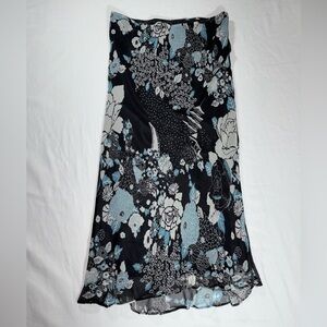 Ice Black & Blue Floral Maxi Skirt